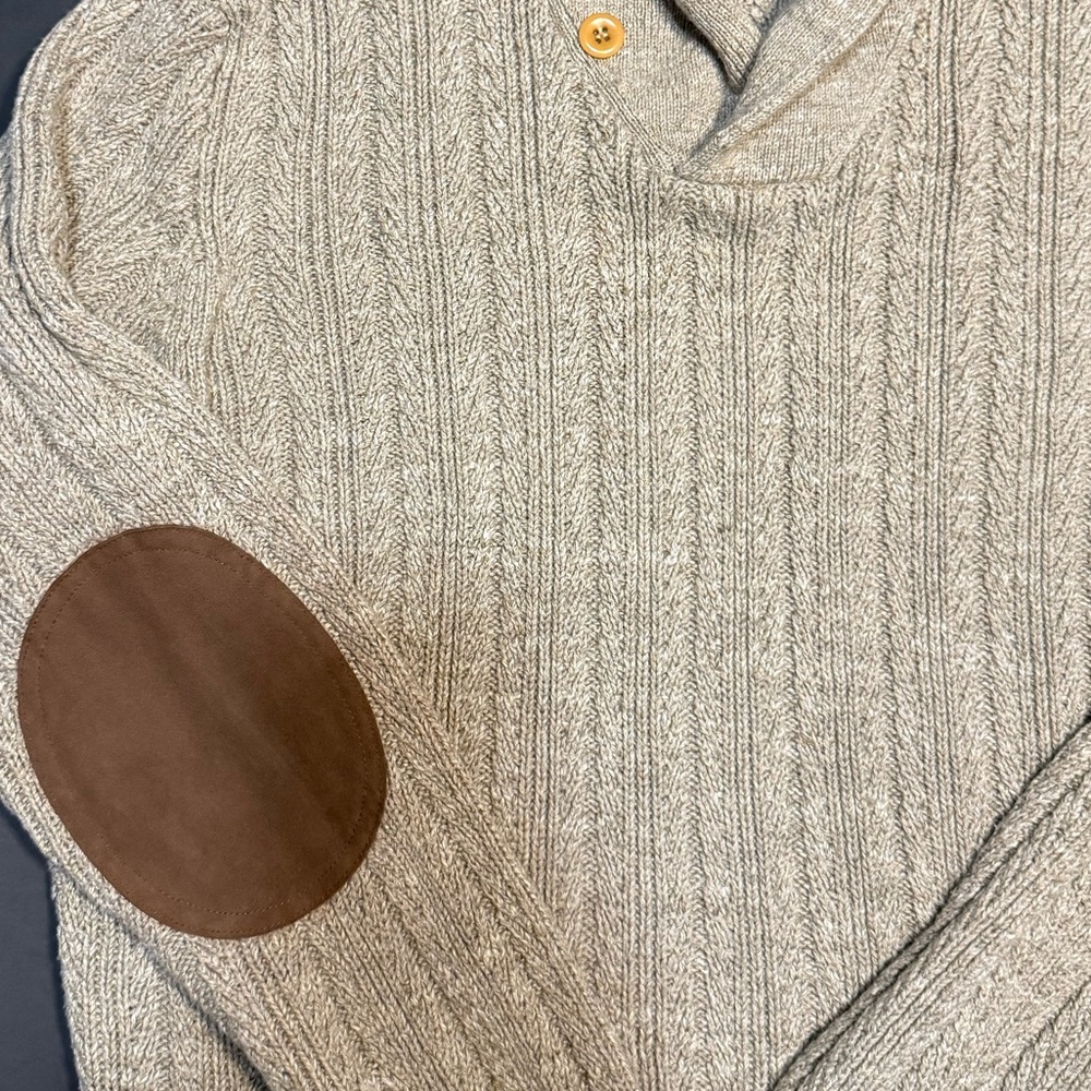 J Crew Mens Ecru Cable Knit Cotton Sweater - Picture 4 of 10